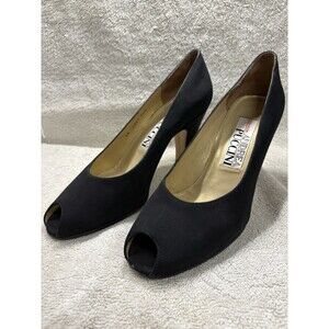 Andrea Puccini Linea Nuova Black Peep Toe Heels Women’s 8.5 Classic Office Dress